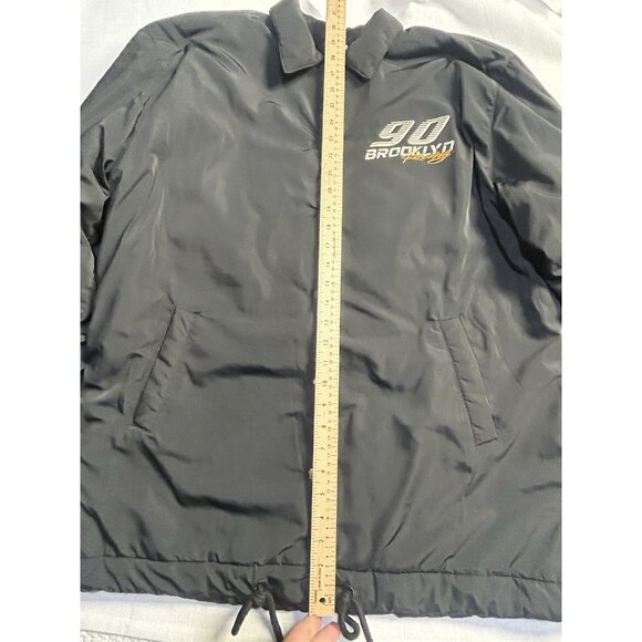 Divided by H&M Black 90 Brooklyn Racing Bomber Jacket Size Small Runs Big Coat - Picture 13 of 16